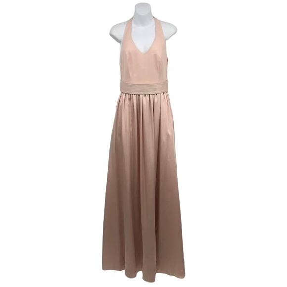 WHITE by Vera Wang V-Neck Halter Gown 6 Sleeveless Wedding Slit Sash Blush NWT - Picture 1 of 7